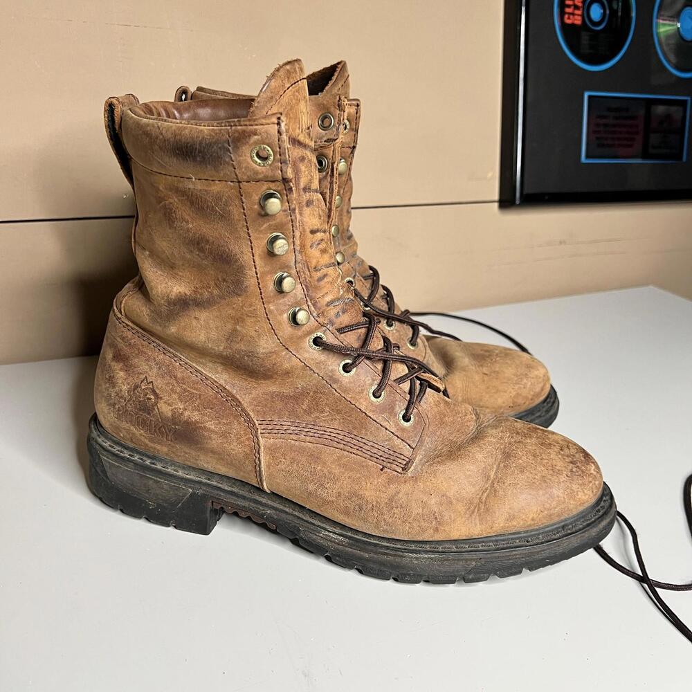 Rocky Boots Mens‎ 12W Brown Leather Rider Lacer Waterproof Workwear FQ0002724
